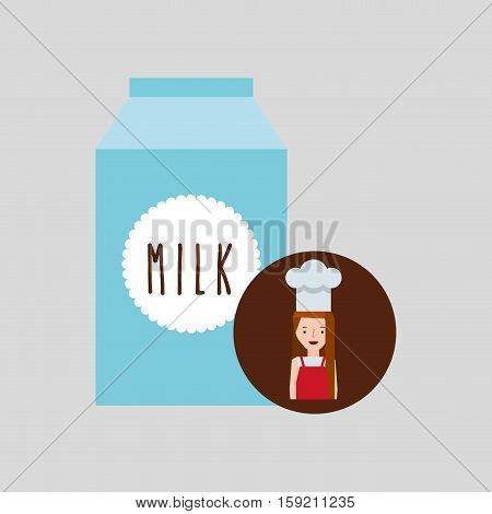 cooker girl box milk vector illustration eps 10