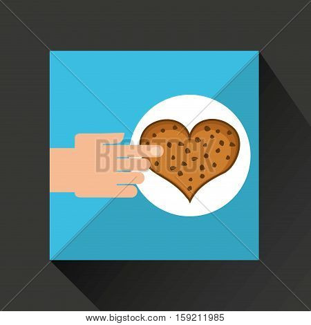 hand with cookie ht chips chocolate vector illustration eps 10