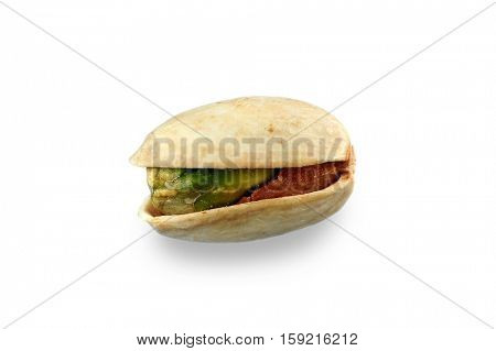Extreme close-up image of pistachio studio isolated on white background