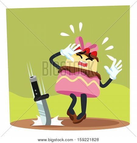 cake panicked cartoon eps10 vector illustration design