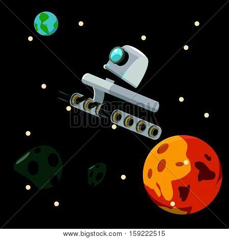 hover robot floating in the sapce illustration design