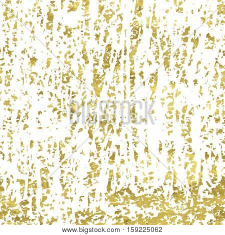 White and gold grunge vintage background. Abstract scratch backdrop. Easy editable vector illustration. Shiny textured poster. Texture of gold foil.
