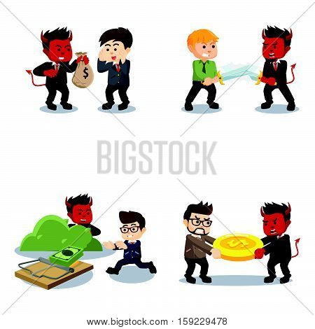evil business man cartoon set eps10 vector illustration design