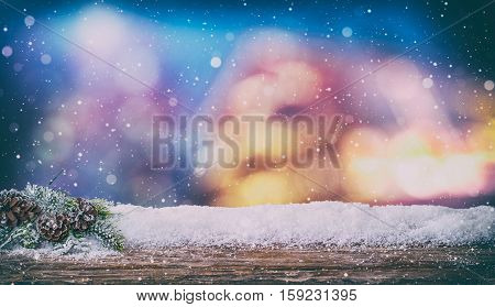 snow winter background wooden evening night light abstract wintertime snowfall cold snowy table icy white cloud wintry countryside scenes snowdrift morning floor calm spotlight concept - stock image