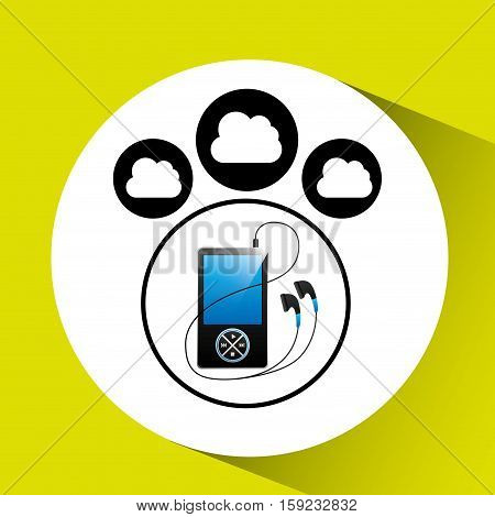 music cloud connection mp3 digital graphic vector illustration eps 10