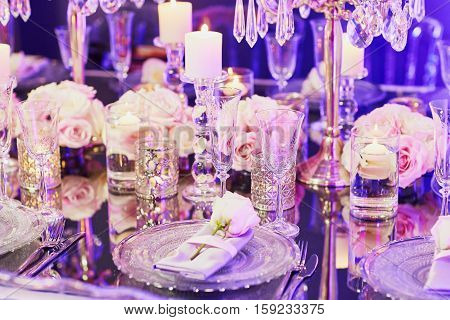 Elegant Table Set For An Event Party Or Wedding Reception