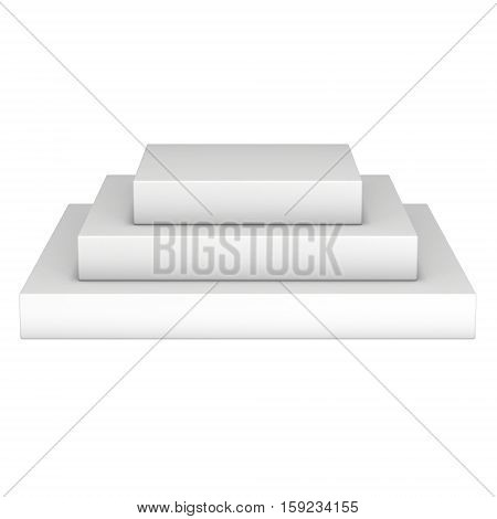 Square stage white podium for award ceremony. 3D render illustration pedestal isolated on whithe background