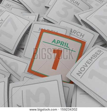 3d rendering random calendar pages april 1