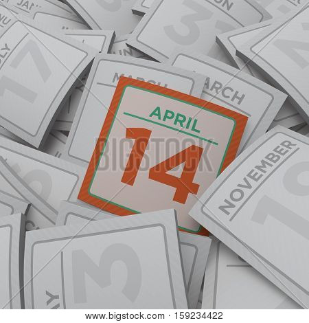 3d rendering random calendar pages april 14
