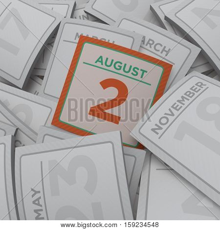 3d rendering random calendar pages august 2