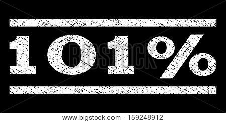101 Percent watermark stamp. Text tag between horizontal parallel lines with grunge design style. Rubber seal white stamp with dust texture. Vector ink imprint on a black background.