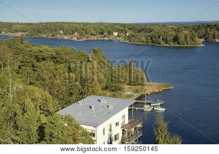 High angle view of apartment buildning in Nynashamn - Sweden.
