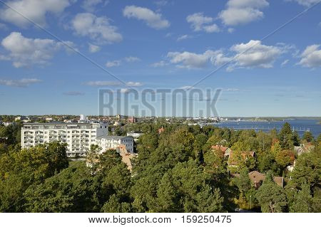 High angle view of apartment buildning in Nynashamn - Sweden.