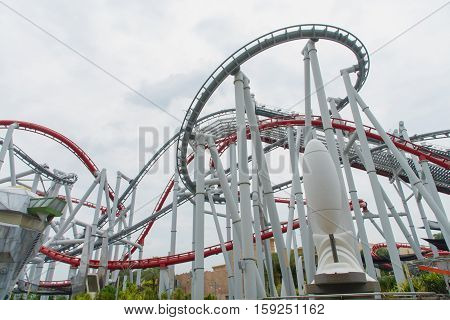 Clse up Roller coaster in Universal sentosa