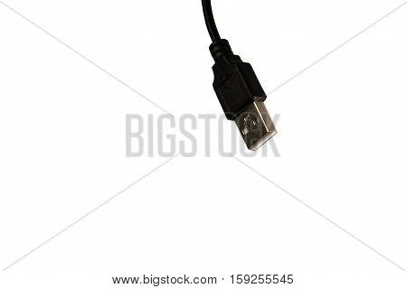 Black USB cable isolated on white background