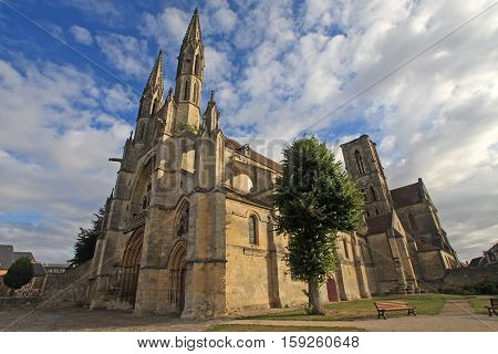 Exterior of the medieval abbey in Laon, France