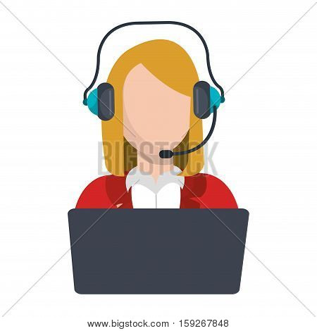 businesswoman character with headset icon vector illustration design