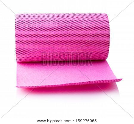 red paper towel roll carved on a white background with shadow