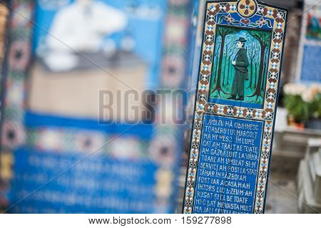 Sapanta Romania - November 17 2016: Image of the graveyard in Sapanta Romania called 