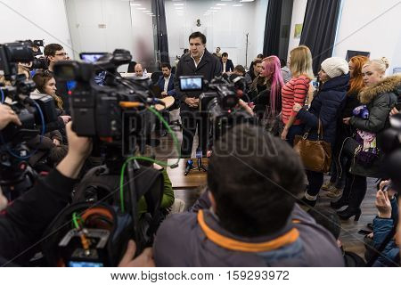 Mikhail Saakashvili On Briefing For Press
