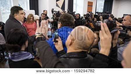 Mikhail Saakashvili On Briefing For Press