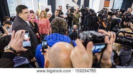 Mikhail Saakashvili On Briefing For Press