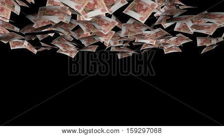 Animation of Ruble fall on black background