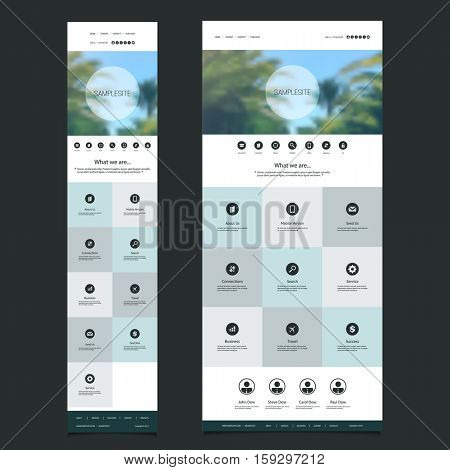 Responsive One Page Website Template with Blurred Background - Palm Trees Header Design - Desktop and Mobile Version