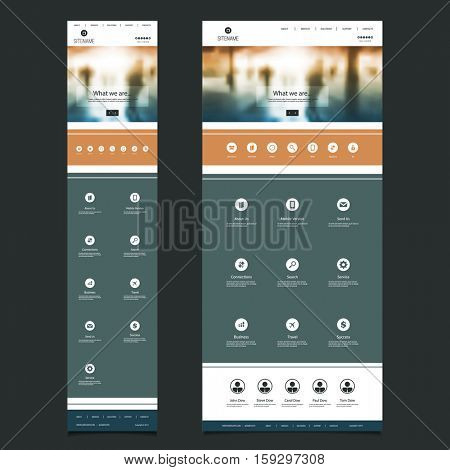 Responsive One Page Website Template with Blurred Background - People in Underground  Header Design - Desktop and Mobile Version