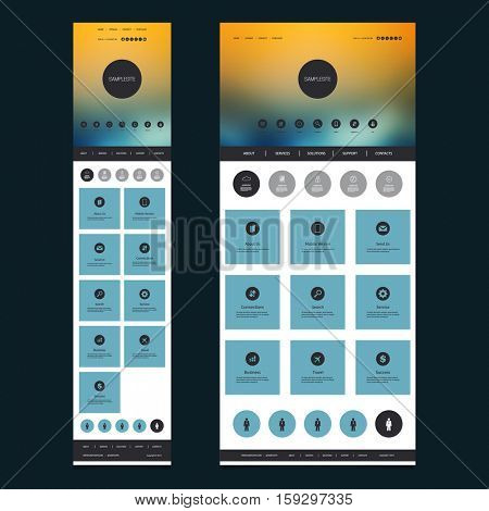 Responsive One Page Website Template with Blurred Background - Sunset Sky Header Design - Desktop and Mobile Version