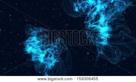 Approximation to the fantastic and colorful blue nebula. Realistic Galaxy Milky Way