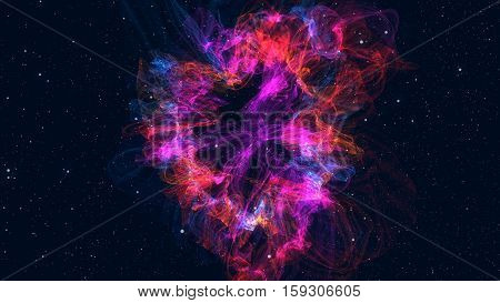 Approximation to the fantastic and colorful pink nebula. Realistic Galaxy Milky Way
