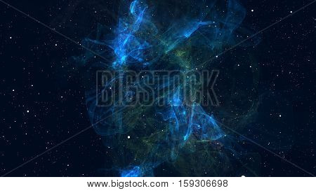 Approximation to the fantastic and colorful blue nebula. Realistic Galaxy Milky Way