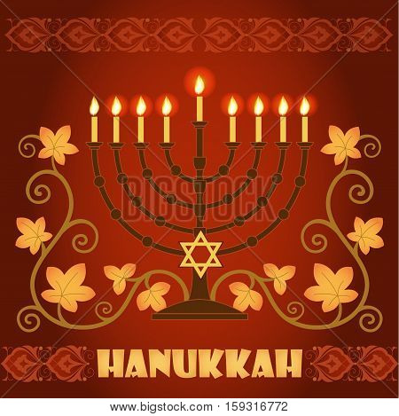 Happy Hanukkah greeting card template red background