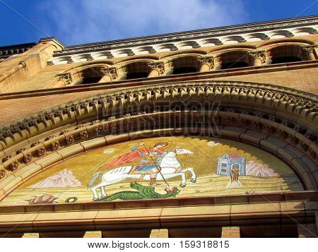 Toronto Canada - November 17 2015: Facade of Greek Orthodox Church.