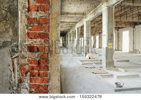 Renovated Building under Construction Site Interior View