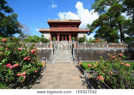 HUE VIETNAM - AUG 31 2009: Tomb of Minh Mang of the Nguygen dynasty near Hue Vietnam