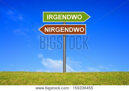 Signpost is showing Somewhere and Nowhere in german language