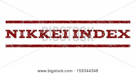 Nikkei Index watermark stamp. Text tag between horizontal parallel lines with grunge design style. Rubber seal dark red stamp with unclean texture. Vector ink imprint on a white background.