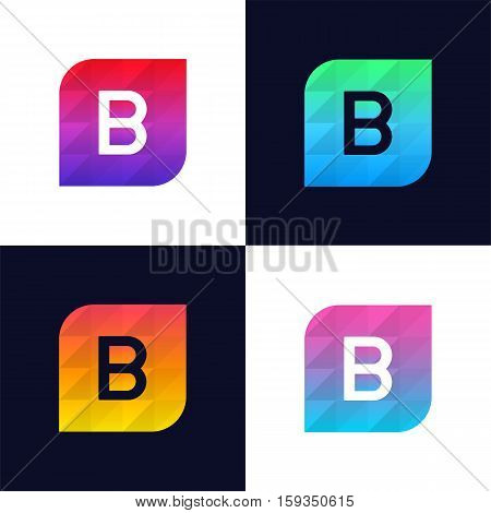 B letter logo icon mosaic polygonal colorful shape element. Creative company sign vector design