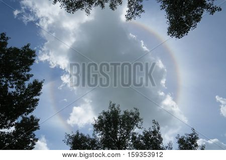 Halo around a cloud that hides the sun
