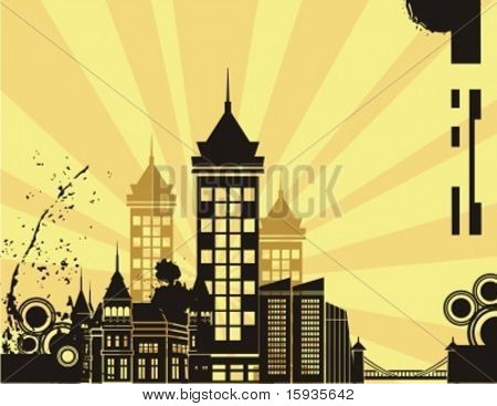 Série de fond de silhouette de paysage urbain de Sunrise. Consulter mon portfolio pour beaucoup plus de cette série comme w