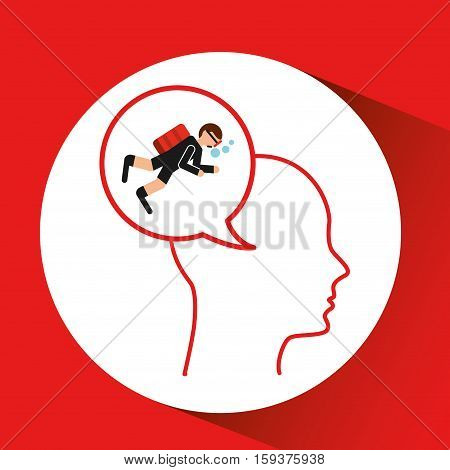 head silhouette scuba diving extreme sport vector illustration eps 10