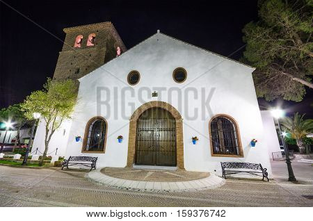 16th century white church Inmaculada concepcion in Mijas Malaga Spain.