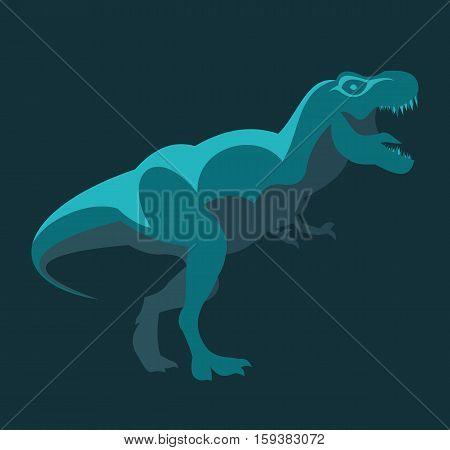 T-rex Dinosaur cartoon blue flat design style vector stock