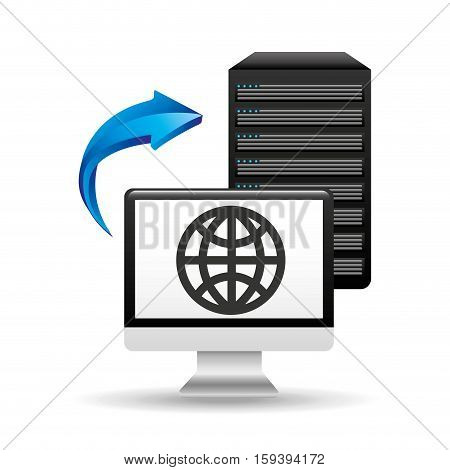 pc data base globe arrow vector illustration eps 10