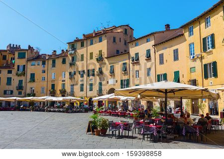 Piazza Del Anfiteatro In Lucca, Tuscany, Italy
