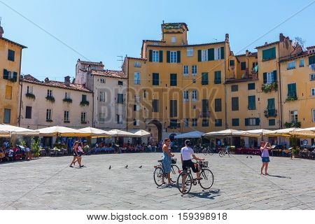 Piazza Del Anfiteatro In Lucca, Tuscany, Italy