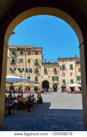 Piazza Del Anfiteatro In Lucca, Tuscany, Italy