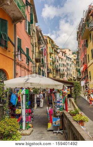 Steep Road In Riomaggiore, Cinque Terre, Italy